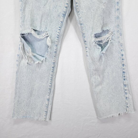 Alice + Olivia Distressed Slouchy Straight Jeans Size 28 Loose Fit Torn Raw Hem - Picture 12 of 16